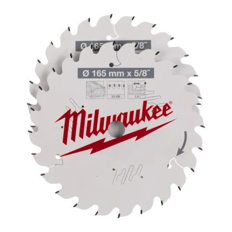 4932479836 Milwaukee Sågklinga 165 x 5/8″, 24T, 2-pack Begränsat antal